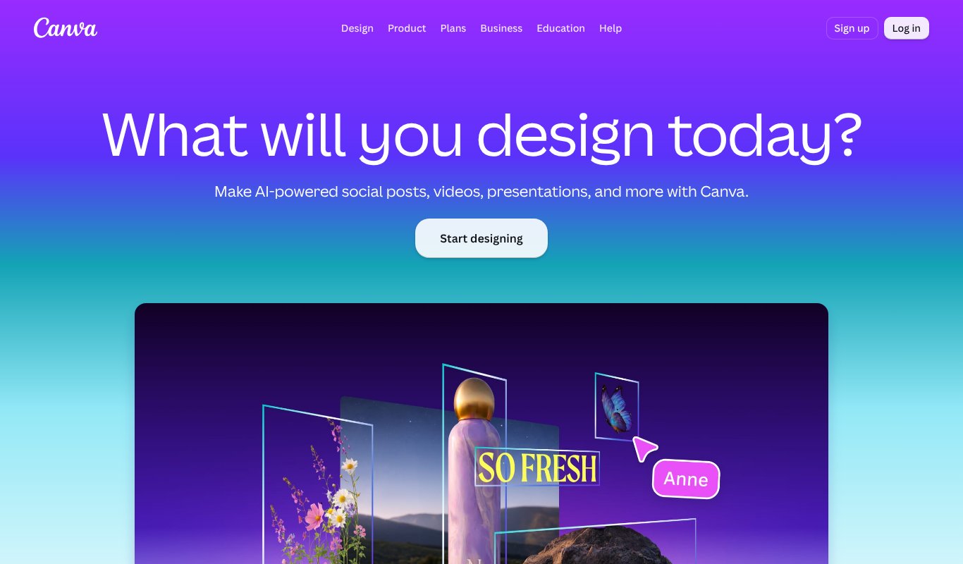 Canva homepage