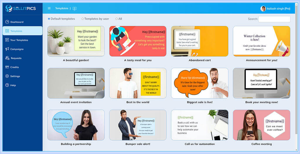 Ready-made templates in Selli