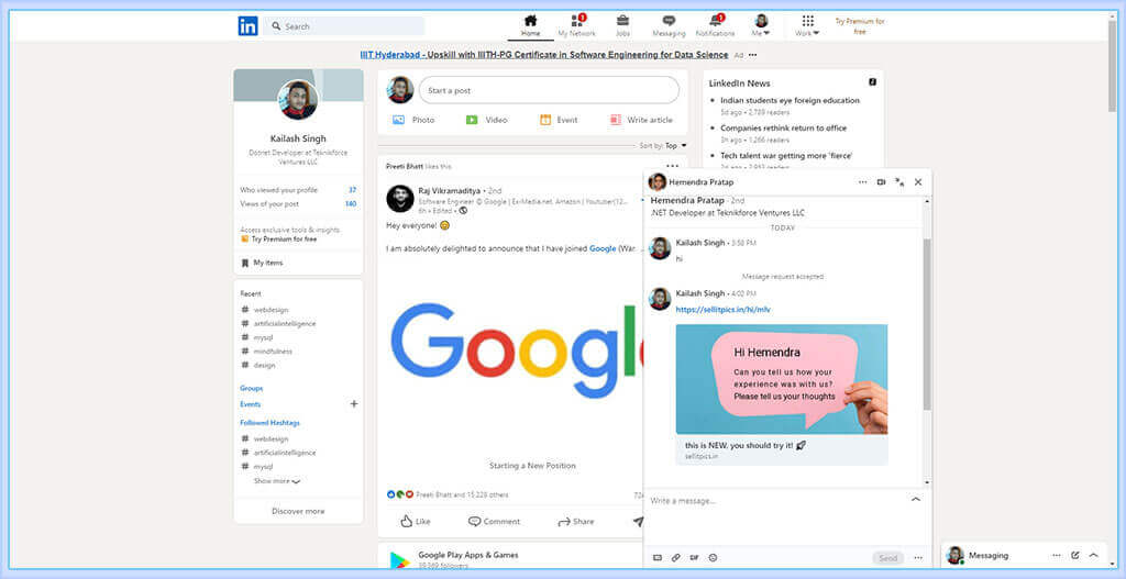 Selli social sharing interface